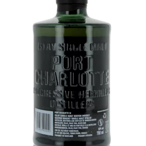 Dos de la bouteille du Whisky Port Charlotte 10 ans – A La Civette Paris