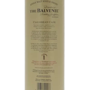 Dos de la boîte du Whisky The Balvenie Caribbean Cask 14 ans – A La Civette Paris