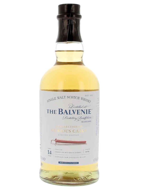 Bouteille face du Whisky The Balvenie Curious Cask 14 ans – A La Civette Paris
