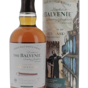 Whisky The Balvenie Curious Cask 18 ans – boîte et bouteille face – A La Civette Paris