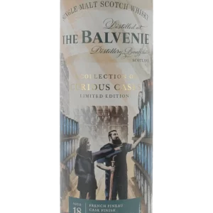 Face de la boîte du Whisky The Balvenie Curious Cask 18 ans – A La Civette Paris