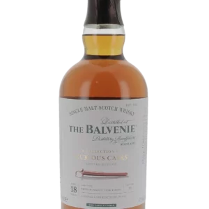 Bouteille face du Whisky The Balvenie Curious Cask 18 ans – A La Civette Paris
