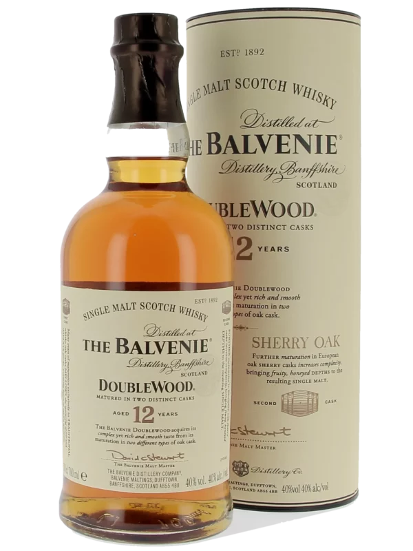 Whisky The Balvenie DoubleWood 12 ans – boîte et bouteille face – A La Civette Paris