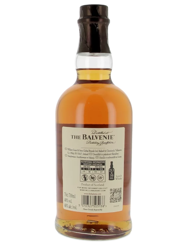 Dos de la bouteille du Whisky The Balvenie DoubleWood 12 ans – A La Civette Paris