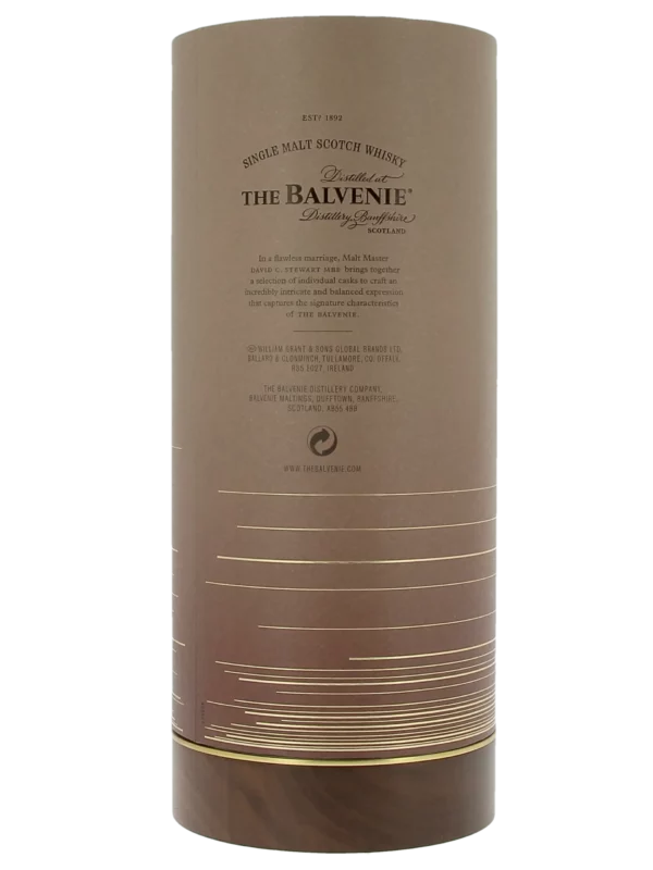 Dos de la boîte du Whisky The Balvenie Rare Marriages 25 ans – A La Civette Paris