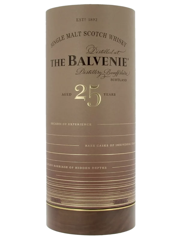 Face de la boîte du Whisky The Balvenie Rare Marriages 25 ans – A La Civette Paris