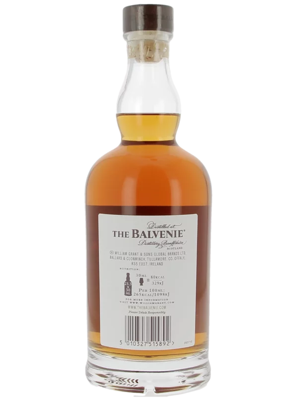 Dos de la bouteille du Whisky The Balvenie Rare Marriages 25 ans – A La Civette Paris