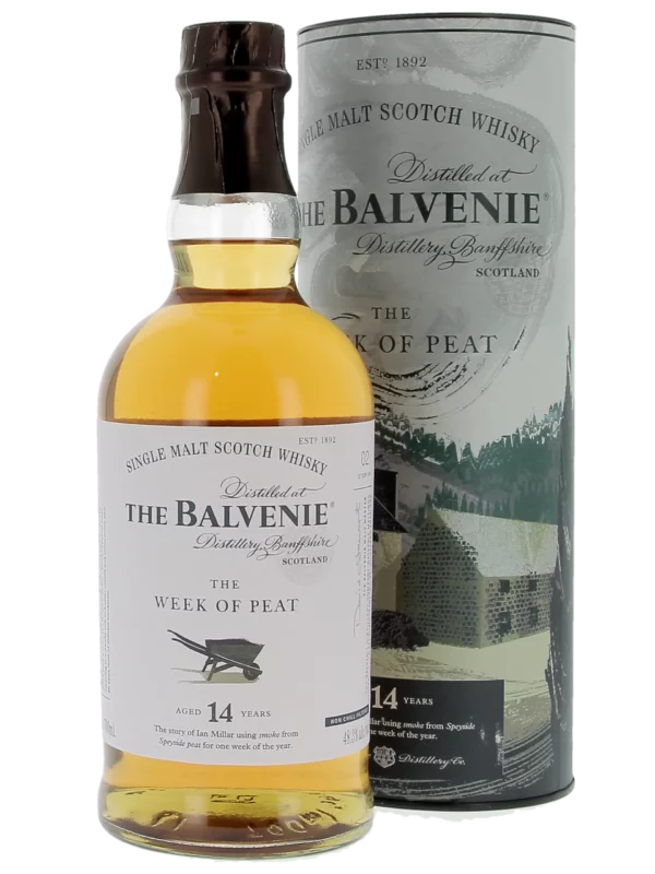 Whisky The Balvenie The Week of Peat 14 ans – boîte et bouteille face – A La Civette Paris