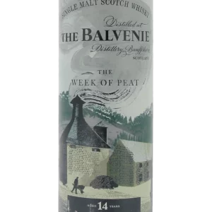 Face de la boîte du Whisky The Balvenie The Week of Peat 14 ans – A La Civette Paris