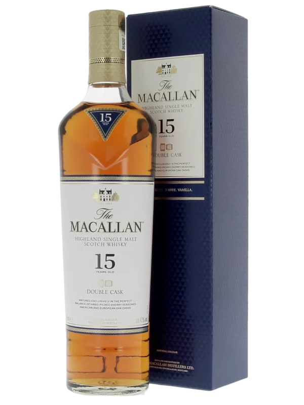 Whisky The Macallan Double Cask 15 ans – boîte et bouteille face – A La Civette Paris