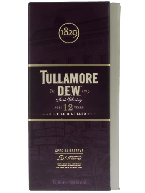 Face de la boîte du Whiskey Tullamore D.E.W. 12 ans Special Reserve – A La Civette Paris