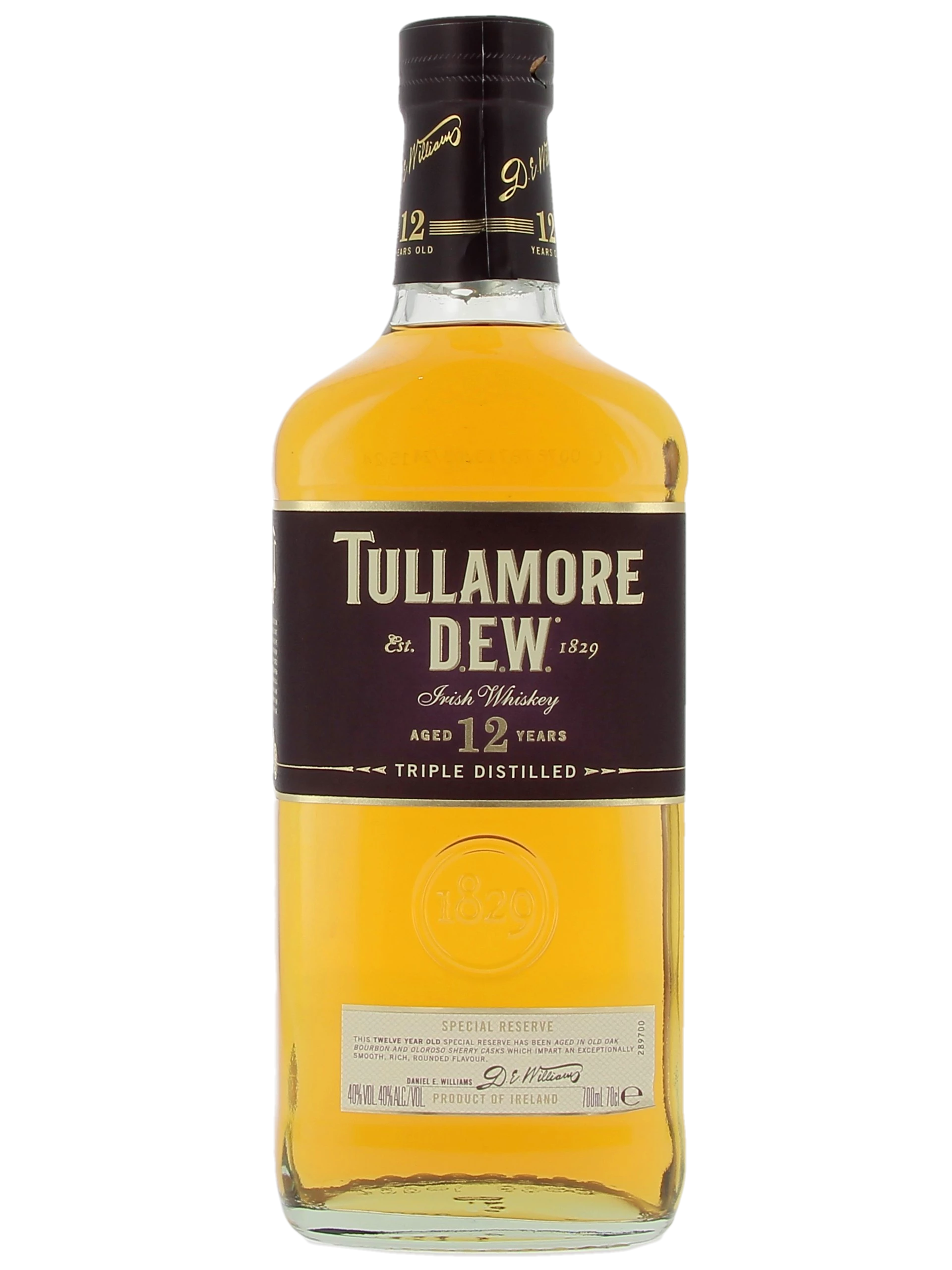 Bouteille face du Whiskey Tullamore D.E.W. 12 ans Special Reserve – A La Civette Paris