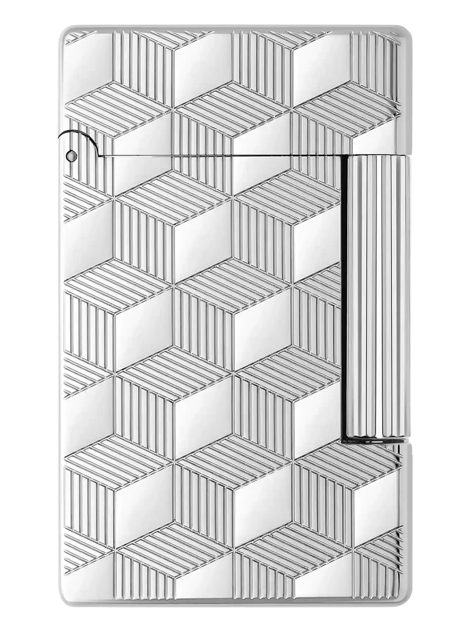 Vue de face du briquet de luxe S.T. Dupont Initial finition palladium – Boutique À La Civette Paris