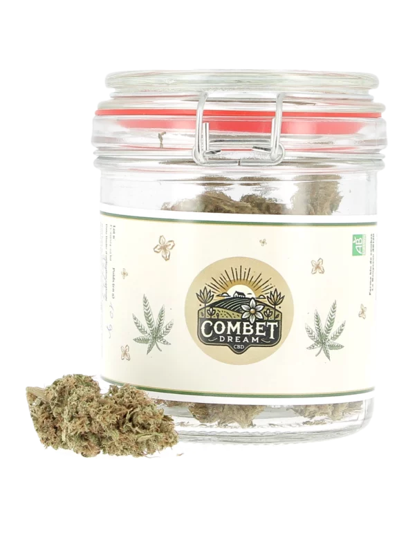 A-La-Civette-CBD-Fleurs-Combet-Dream-Premium-10g-flacon-fleur Fleurs CBD Combet Dream Premium 10g avec flacon – À La Civette Paris