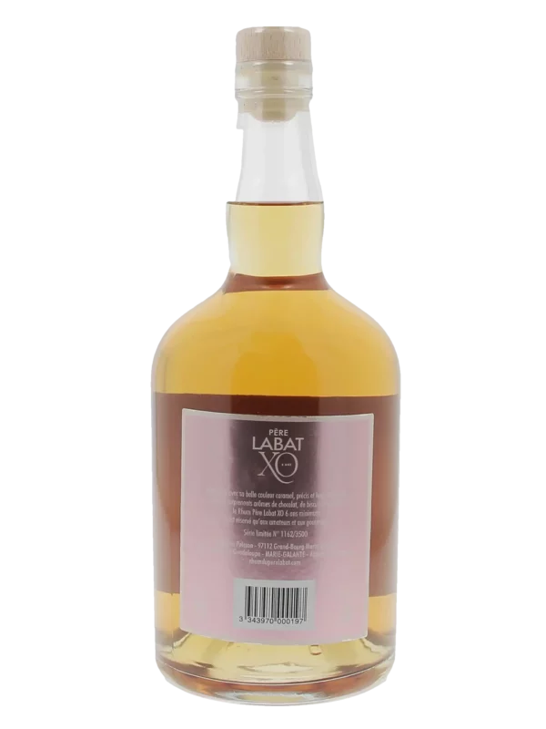 Dos de la bouteille de rhum Père Labat XO 6 ans – A La Civette