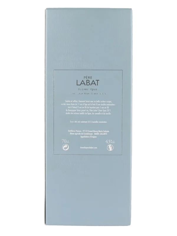 Dos du coffret du rhum Père Labat Silver Opus 2011 – A La Civette