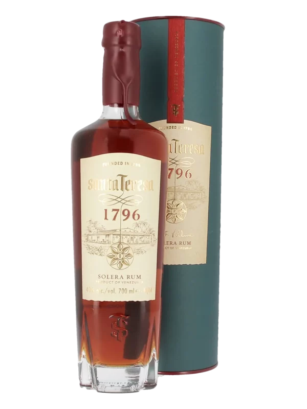 A-La-Civette-Spiritueux-Rhum-Santa-Teresa-1796-Solera-rum-boite-bouteille-face Coffret et bouteille du rhum Santa Teresa 1796 Solera Rum – face – A La Civette