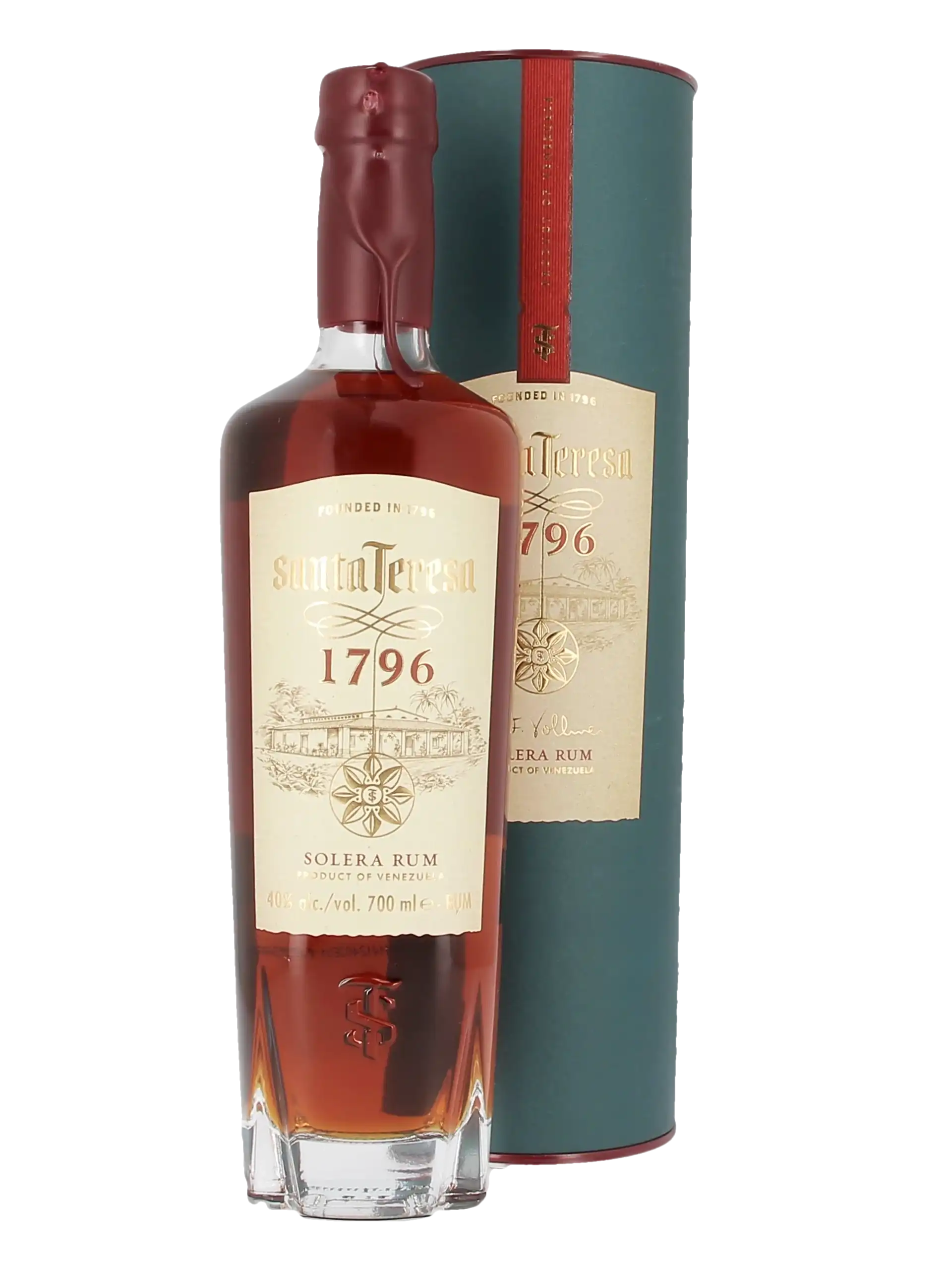 Coffret et bouteille du rhum Santa Teresa 1796 Solera Rum – face – A La Civette