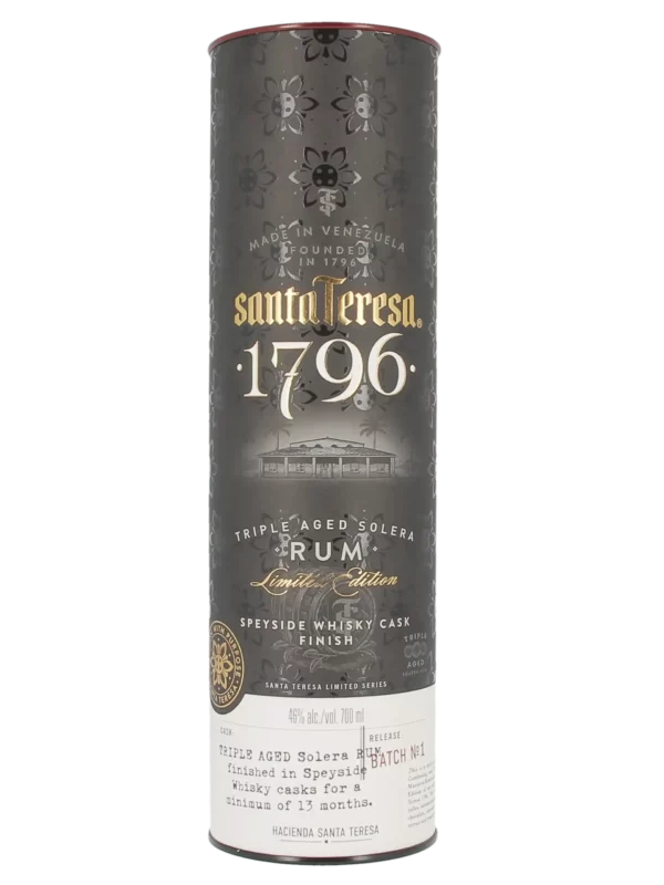 Face du coffret du rhum Santa Teresa 1796 Triple Aged Solera – A La Civette