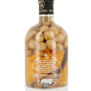Vue arrière de la bouteille de rhum Ti Ced' Vieilli Vanille Noix de Macadamia – Rhum arrangé vieilli artisanal