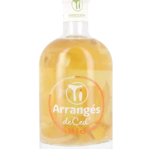 Vue de face de la bouteille de rhum Ti Ced' Orange Citron Bio – Rhum arrangé bio aux agrumes