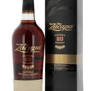 Coffret et bouteille du rhum Zacapa 23 ans – vue de face – A La Civette