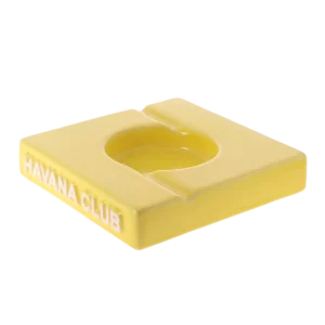 Cendrier Havana Club Dupio jaune maïs en vue trois quarts – Accessoire design pour deux cigares