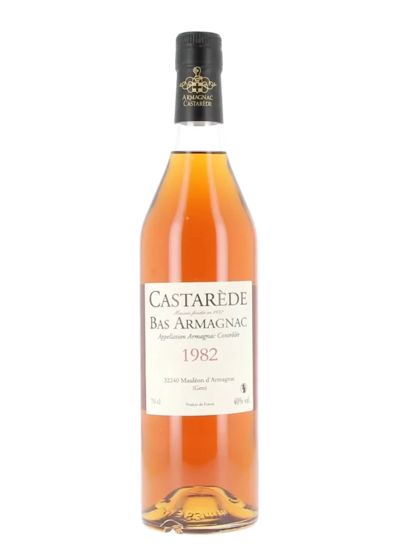 Face de la bouteille d'Armagnac Castarède 1982 vendue par À La Civette Paris
