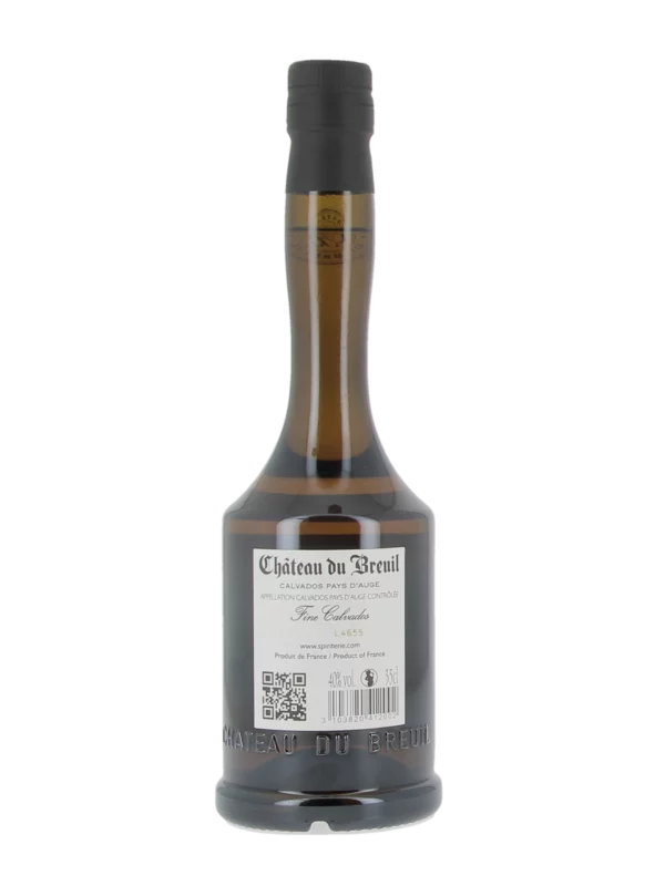 Vue arrière de la bouteille de Fine Calvados Château du Breuil disponible chez À La Civette