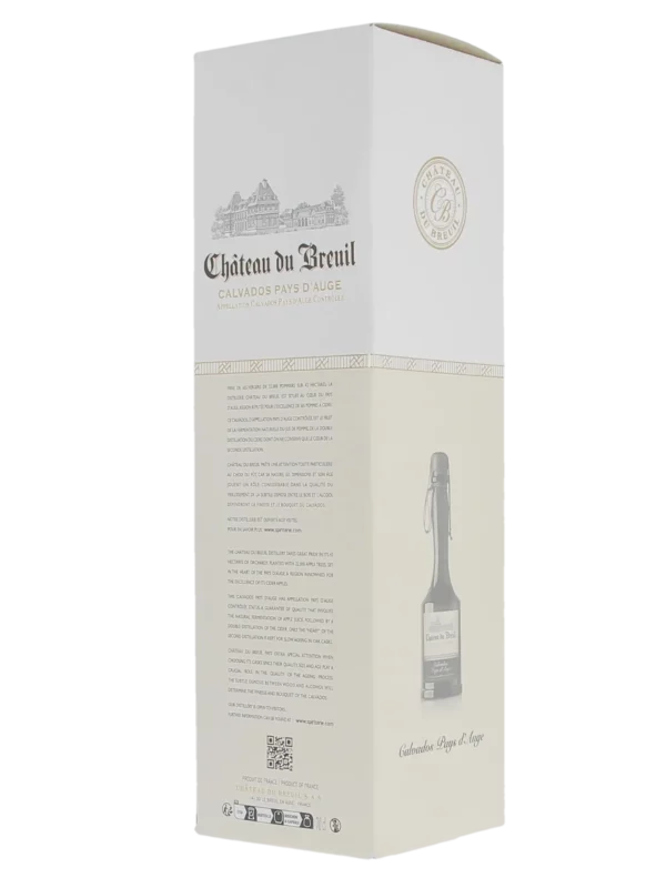 Vue arrière de la boîte du Calvados Château du Breuil millésime 2000 en vente chez À La Civette