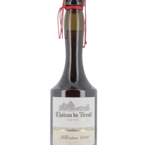 Face avant de la bouteille du Calvados Château du Breuil millésime 2000 en vente chez À La Civette