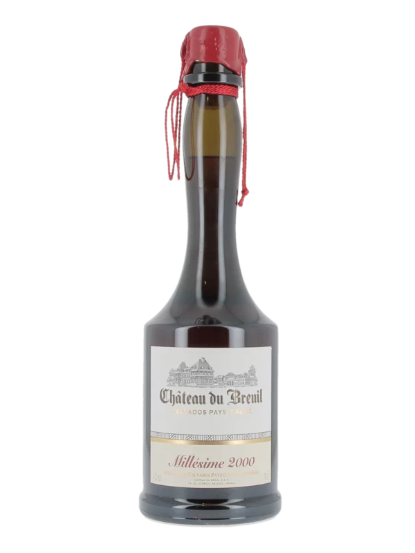 Face avant de la bouteille du Calvados Château du Breuil millésime 2000 en vente chez À La Civette