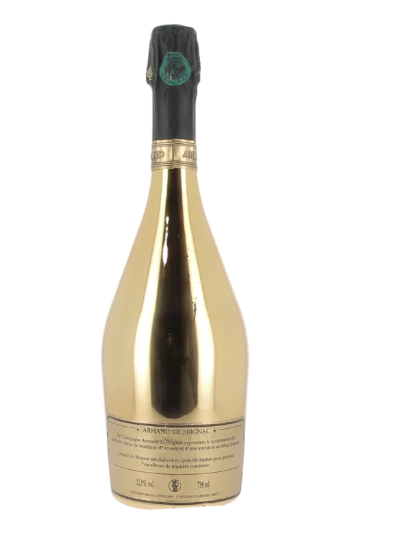 Vue arrière de la bouteille de Champagne Armand de Brignac Brut Gold chez À La Civette