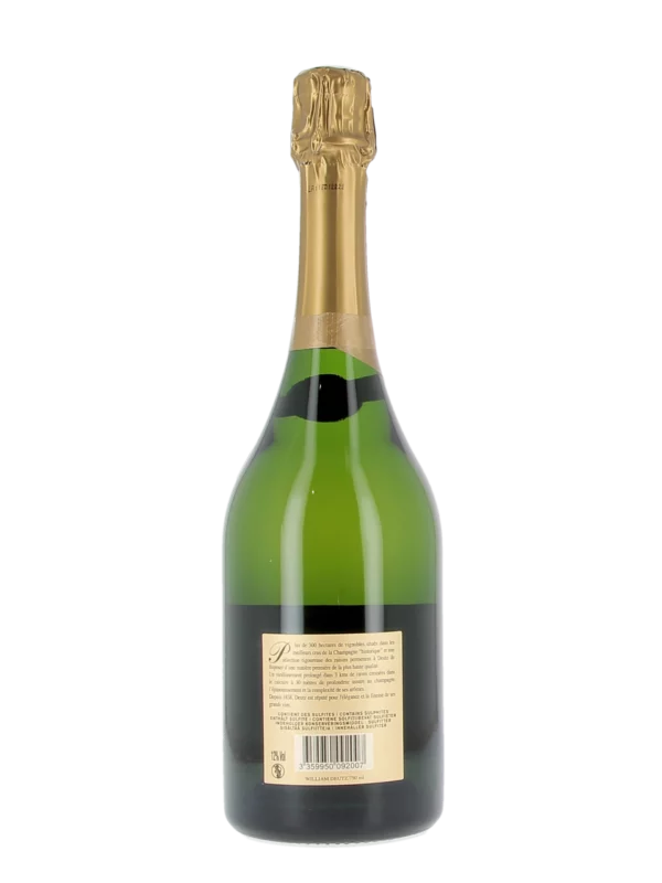 Vue arrière de la bouteille de Champagne Deutz William Deutz 2013 disponible chez À La Civette Paris