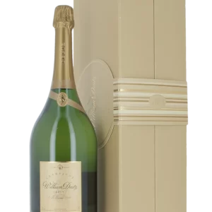 Magnum de Champagne William Deutz 2013 avec coffret et bouteille en présentation face avant chez À La Civette