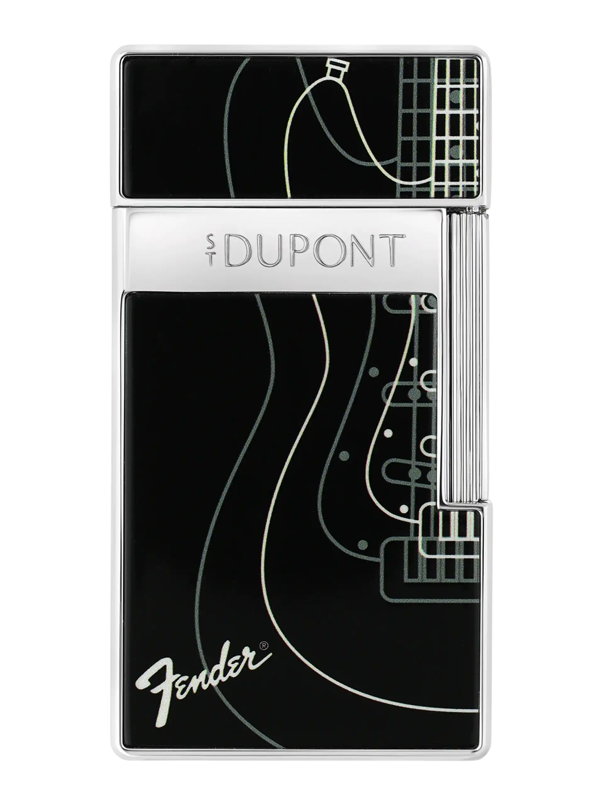 Briquet S.T. Dupont Biggy Fender noir chrome – vue de face