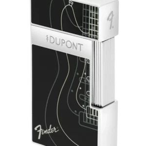 Briquet S.T. Dupont Biggy Fender noir chrome – vue en perspective trois quarts