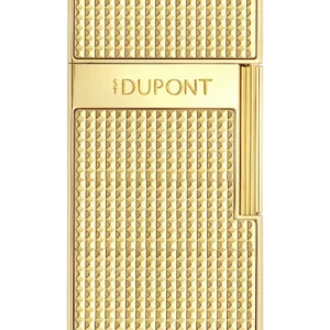 Briquet S.T. Dupont Biggy doré pointe de diamant – vue de face, accessoire haut de gamme pour cigare.