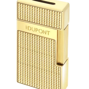 Briquet S.T. Dupont Biggy doré pointe de diamant – vue trois quarts, briquet de luxe pour amateurs de cigares.