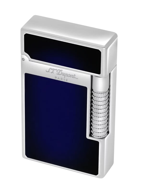Briquet S.T. Dupont Le Grand Dupont Cling laque bleue et palladium – vue trois quarts