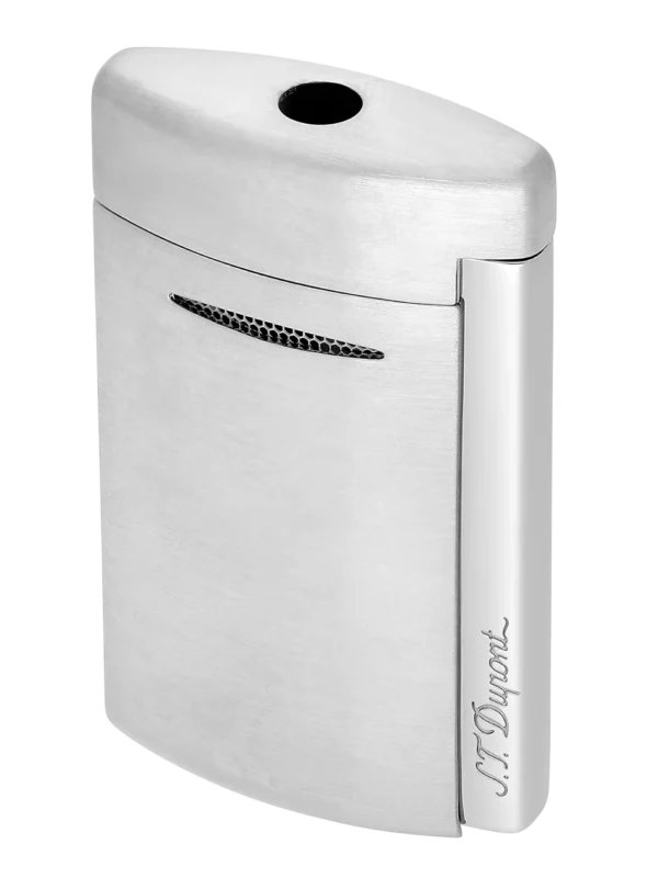 Briquet S.T. Dupont Minijet chrome brossé – vue trois quarts