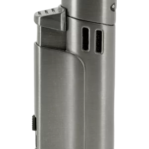 Briquet Vector Throne finition gunmetal satiné – vue arrière, accessoire moderne et raffiné pour cigares.