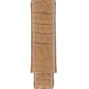 Vue arrière de l’étui à cigares Bosquet Paris en cuir de crocodile beige simple – La Civette Paris