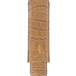 Face avant de l’étui à cigares Bosquet Paris en cuir de crocodile beige simple – La Civette Paris