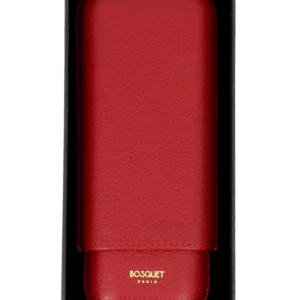 Étui à cigares Bosquet Paris en cuir grainé rouge light double dans sa boîte – La Civette Paris