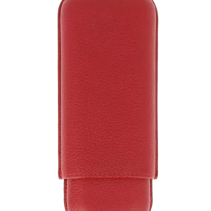 Vue arrière de l’étui à cigares Bosquet Paris en cuir grainé rouge light double – La Civette Paris