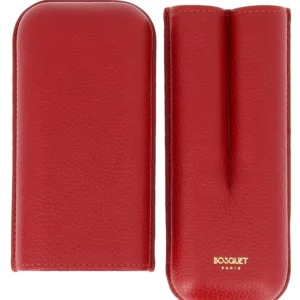 Étui à cigares Bosquet Paris en cuir grainé rouge light double ouvert – La Civette Paris