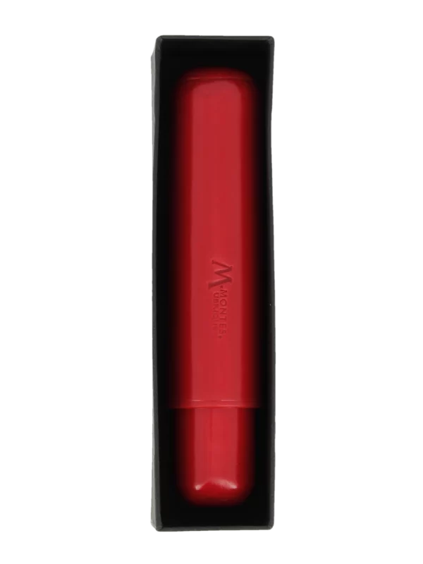 Étui à cigare Montes Paris simple en cuir rouge – avec sa boîte, accessoire haut de gamme.