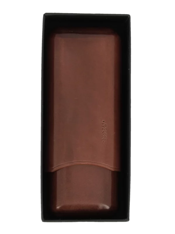 Étui à cigares Montes Roma double en cuir marron – avec sa boîte, accessoire haut de gamme.