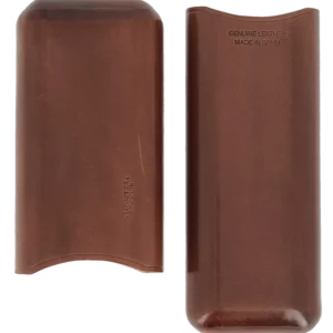 Étui à cigares Montes Roma double en cuir marron – ouvert, accessoire pratique et élégant.
